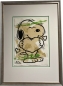 Preview: MICHA BAKER: Snoopy golden heart (Original) gerahmt