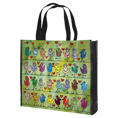 JAMES RIZZI: Shopping bag "Birds on a Love Wire"