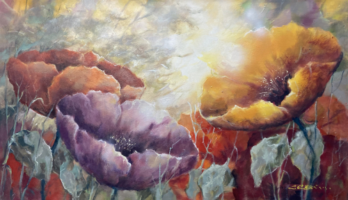 GÜNTHER GEORG BURR: Mohnblumen violett