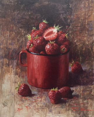 RAFFAELE FIORE: Erdberen Stillleben - Original