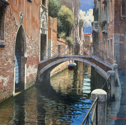 RAFFAELE FIORE: Kleine Brücke in Venedig - Original