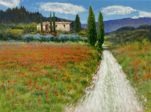 RAFFAELE FIORE: Mohnblumen in der Toskana - Original