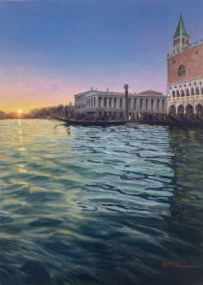 RAFFAELE FIORE: Sonnenuntergang in Venedig - Original