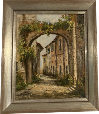 GÜNTHER FRÜHMESSER: Alte Gasse mit Torbogen - gerahmt