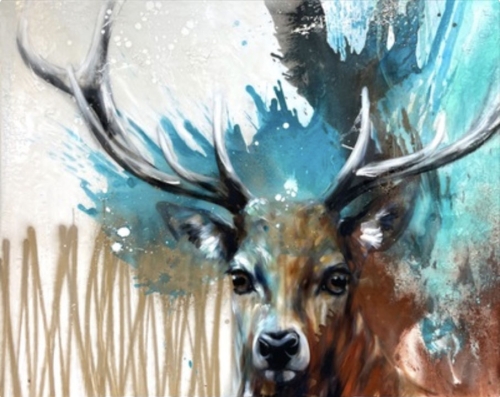 ILONA GRISS-SCHWÄRZLER: Deer gold + blue
