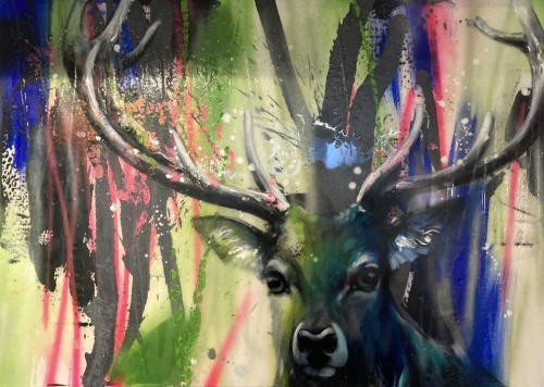 ILONA GRISS-SCHWÄRZLER: Deer vivid dark