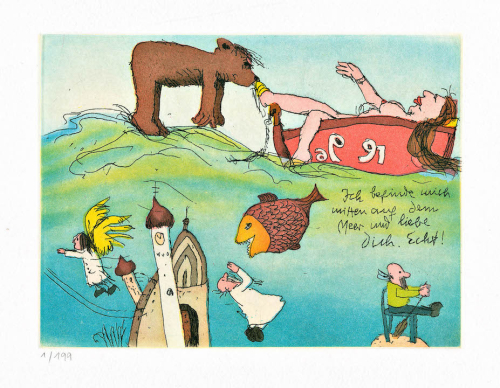 JANOSCH: Ich befinde mich mitten auf dem Meer und liebe dich. Echt!