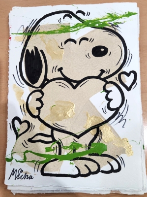 Preview: MICHA BAKER: Snoopy golden heart (Original)
