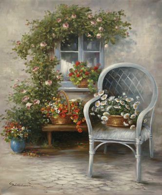 HEINZ SCHÖLNHAMMER: Blumenidyll - Original