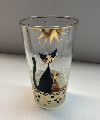 ROSINA WACHTMEISTER: Trinkglas - Famiglia di gatti (PV) - Rarität