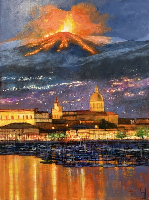 UWE HERBST: Etna Ausbruch hinter Catania