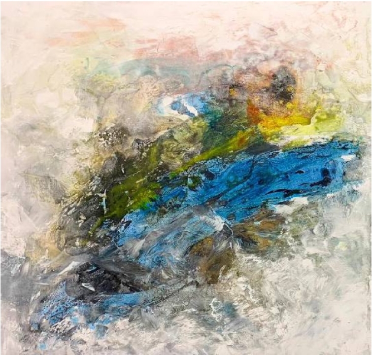 P. MONTI: Fluid Art grün-blau