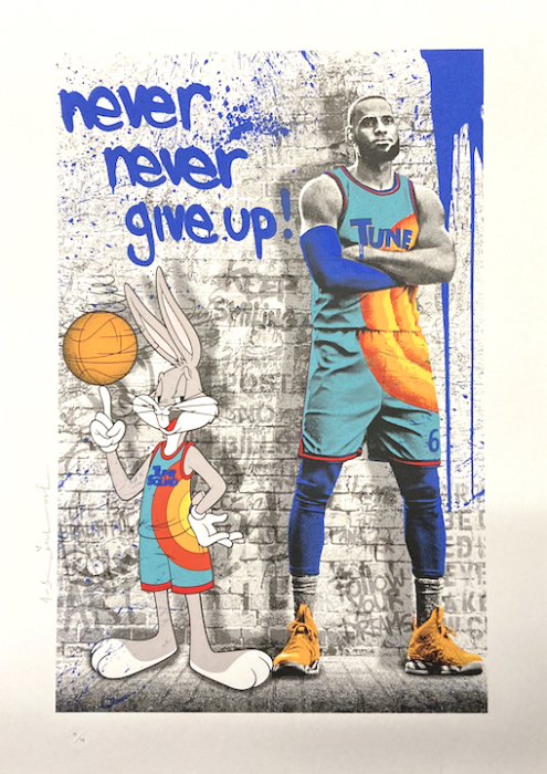 MR. BRAINWASH: Never never give up (Tune Squad Print)