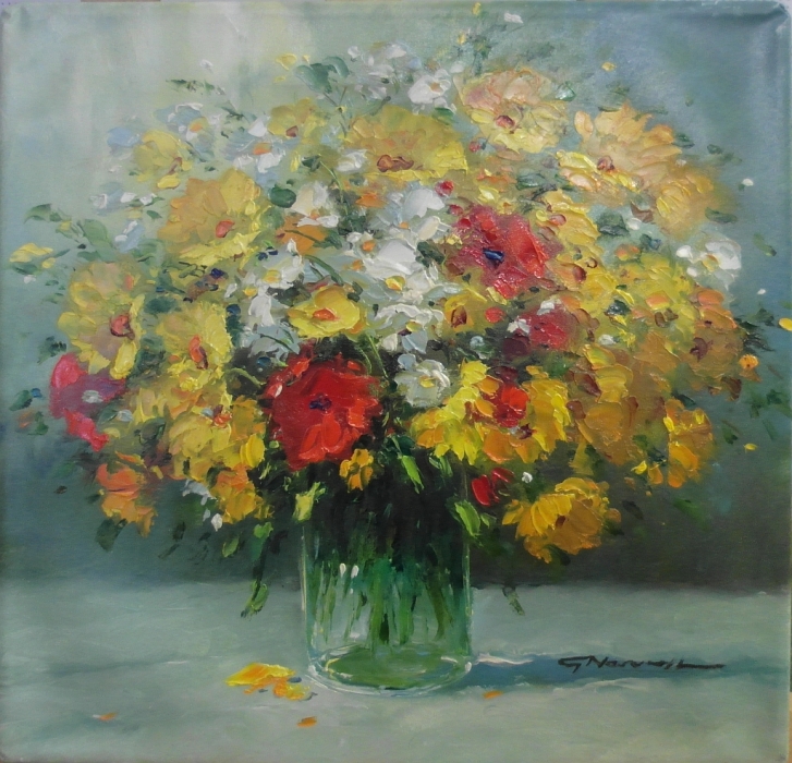 GERHARD NESVADBA: Gelbe Blumen in Vase