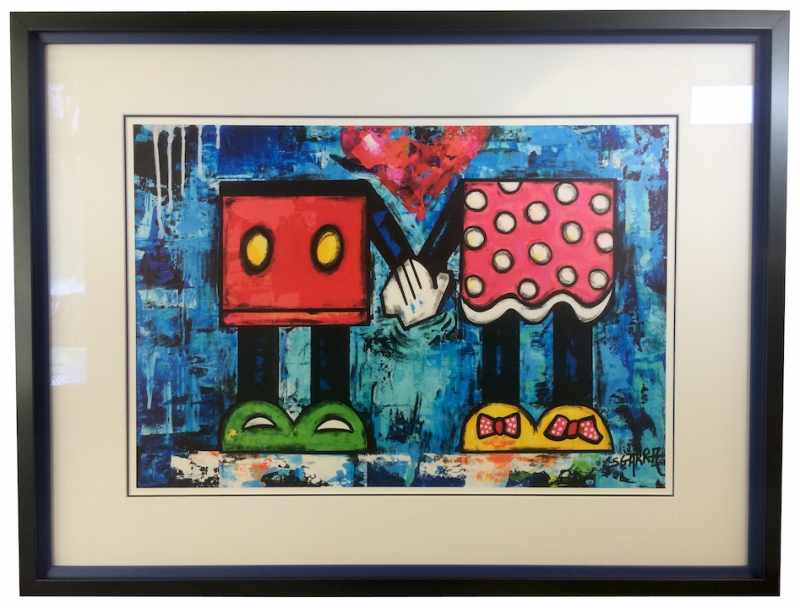 SGARRA: Mickey & Minnie boxy, Holzrahmen schwarz/gelb