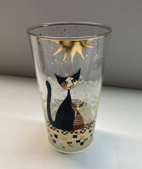 ROSINA WACHTMEISTER: Trinkglas - Famiglia di gatti (PV) - Rarität